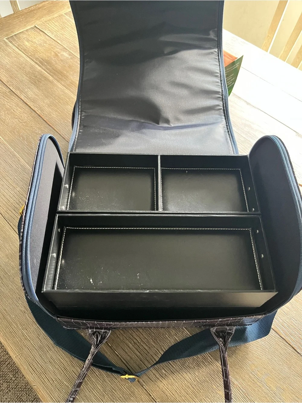 SeneGence Croc-Embossed Makeup Tote in Blue with Gold Accents